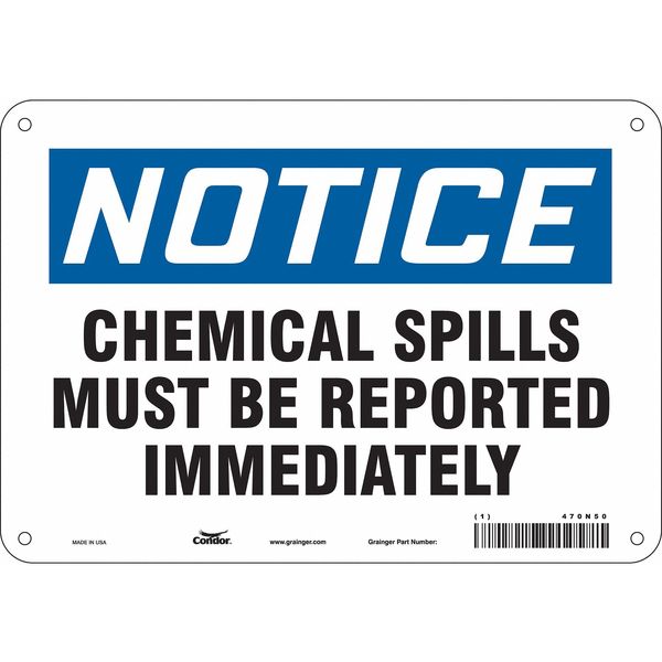 Safety Sign, 7 in Height, 10 in Width, Polyethylene, Vertical Rectangle, English, 470N50