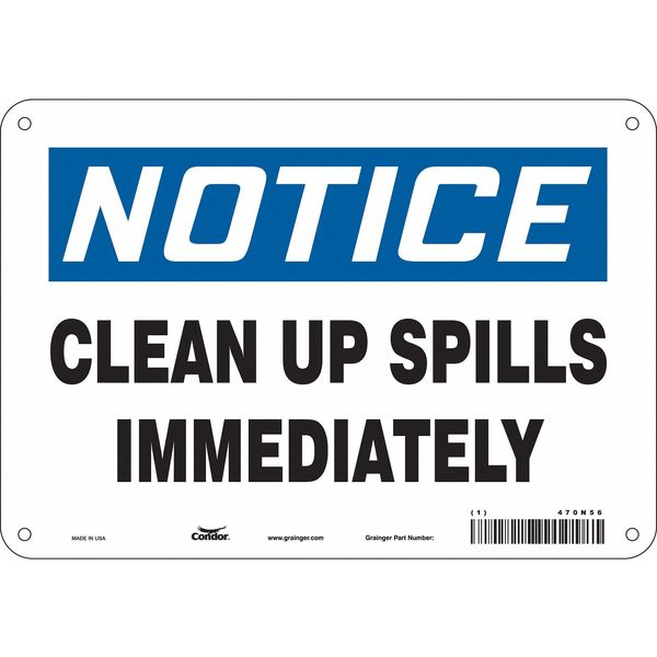 Safety Sign, 7 in Height, 10 in Width, Polyethylene, Vertical Rectangle, English, 470N56