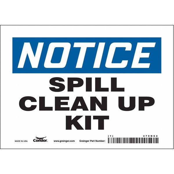 Safety Sign, 5 in Height, 7 in Width, Vinyl, Horizontal Rectangle, English, 470N64