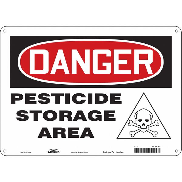 Safety Sign, 10 in Height, 14 in Width, Polyethylene, Horizontal Rectangle, English, 470P05
