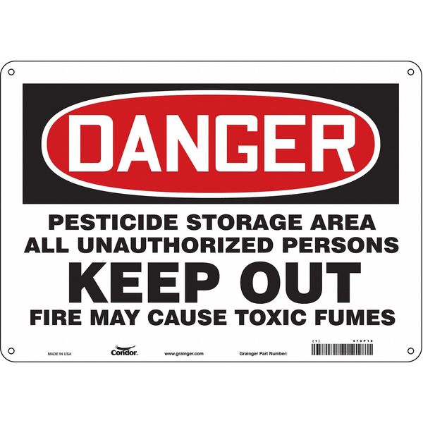 Safety Sign, 10 in Height, 14 in Width, Polyethylene, Horizontal Rectangle, English, 470P18