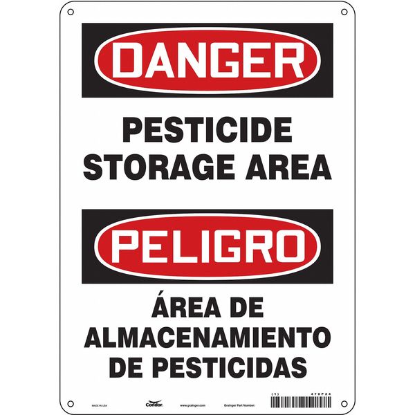 Safety Sign, 14 in Height, 10 in Width, Polyethylene, Vertical Rectangle, English, Spanish, 470P24