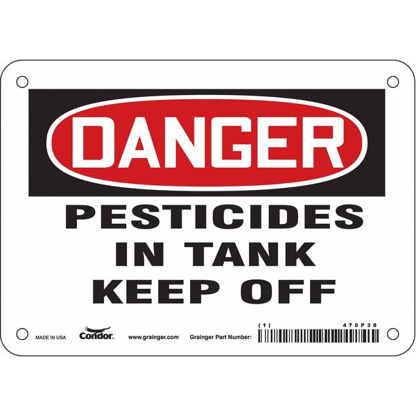 Safety Sign, 5 in Height, 7 in Width, Vinyl, Horizontal Rectangle, English, 470P38