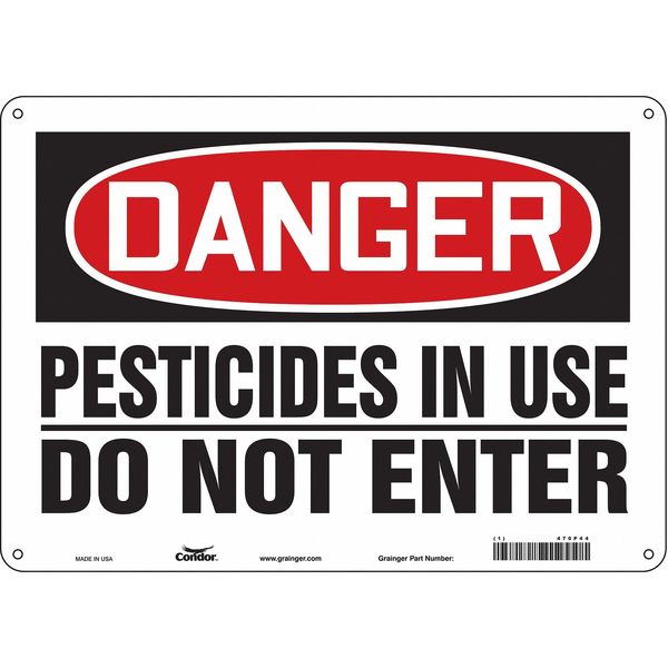 Safety Sign, 10 in Height, 14 in Width, Polyethylene, Horizontal Rectangle, English, 470P44