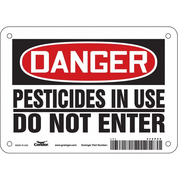 Safety Sign, 5 in Height, 7 in Width, Vinyl, Horizontal Rectangle, English, 470P45