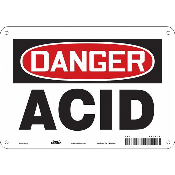 Safety Sign, 7 in Height, 10 in Width, Polyethylene, Vertical Rectangle, English, 470R74