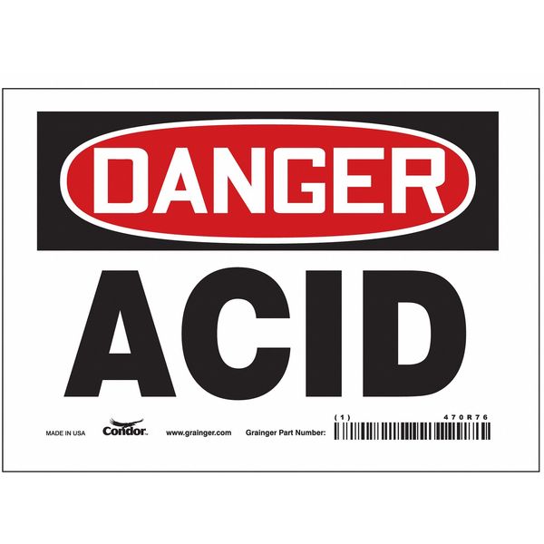 Safety Sign, 5 in Height, 7 in Width, Vinyl, Horizontal Rectangle, English, 470R76