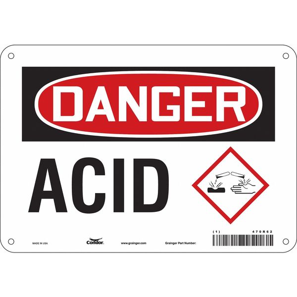 Safety Sign, 7 in Height, 10 in Width, Polyethylene, Vertical Rectangle, English, 470R62