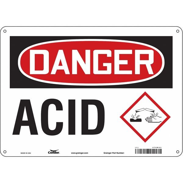 Safety Sign, 10 in Height, 14 in Width, Polyethylene, Horizontal Rectangle, English, 470R63