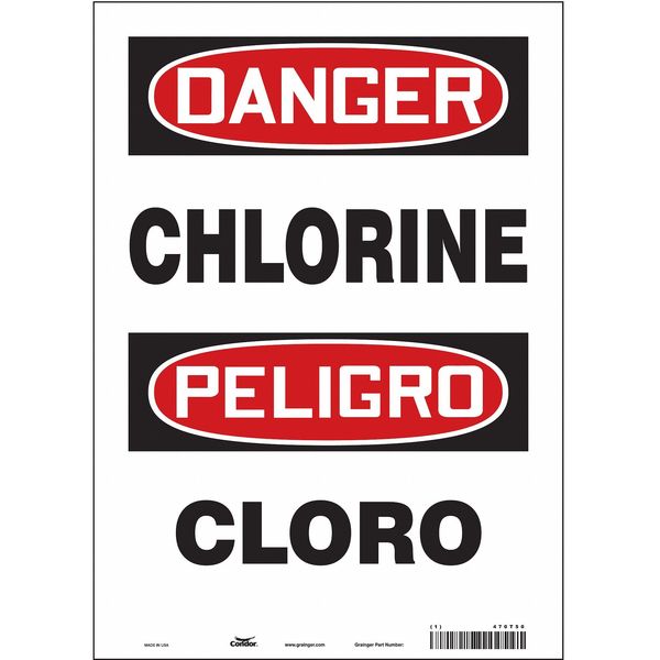 Safety Sign, 14 in H, 10 in W, Vinyl, Vertical Rectangle, English, Spanish, 470T50