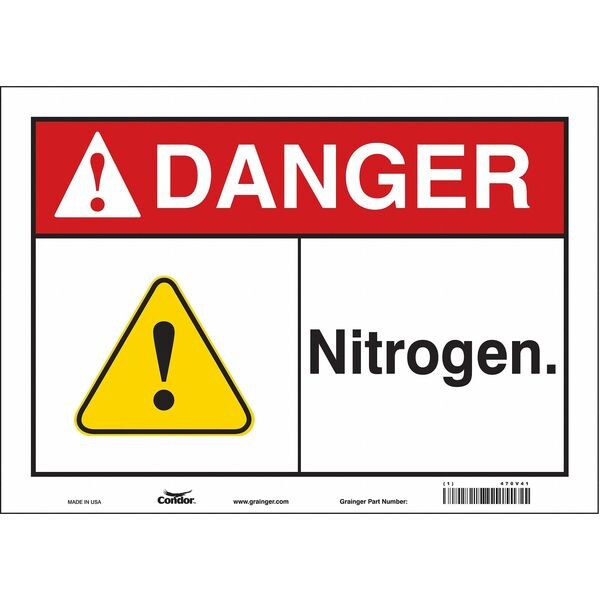 Safety Sign, 10 in Height, 14 in Width, Vinyl, Horizontal Rectangle, English, 470V41