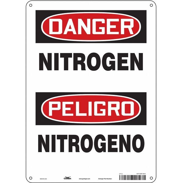 Safety Sign, 14 in H, 10 in W, Polyethylene, Vertical Rectangle, English, Spanish, 470V45