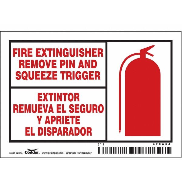 Safety Sign, 3 1/2 in Height, 5 in Width, Vinyl, Horizontal Rectangle, English, Spanish