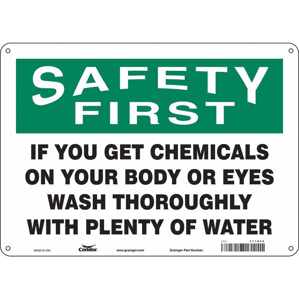 Safety Sign, 10 in Height, 14 in Width, Polyethylene, Horizontal Rectangle, English, 471D98