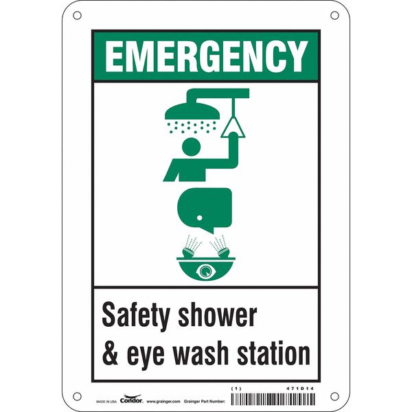 Safety Sign, 10 in Height, 7 in Width, Polyethylene, Horizontal Rectangle, English, 471D14