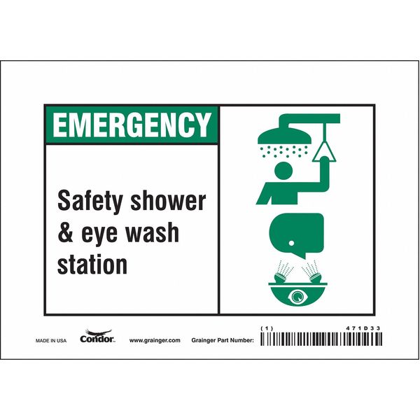 Safety Sign, 5 in Height, 7 in Width, Vinyl, Horizontal Rectangle, English, 471D33