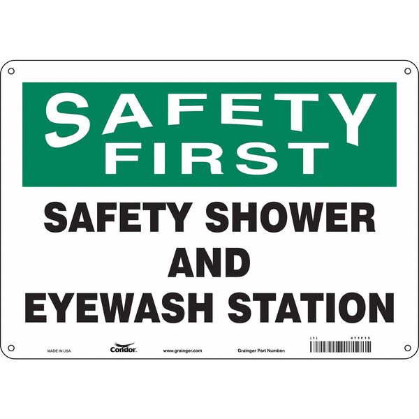 Safety Sign, 10 in Height, 14 in Width, Polyethylene, Horizontal Rectangle, English, 471F15