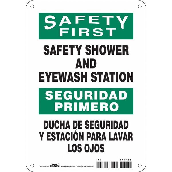 Safety Sign, 10 in H, 7 in W, Polyethylene, English, Spanish, 471F22