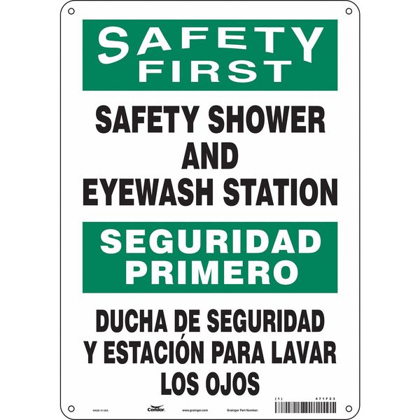 Safety Sign, 14 in Height, 10 in Width, Polyethylene, Vertical Rectangle, English, Spanish, 471F23