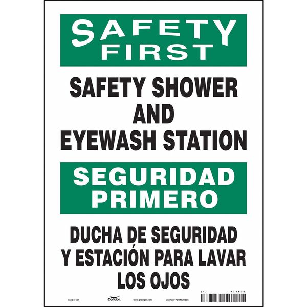 Safety Sign, 14 in Height, 10 in Width, Vinyl, Vertical Rectangle, English, Spanish, 471F25
