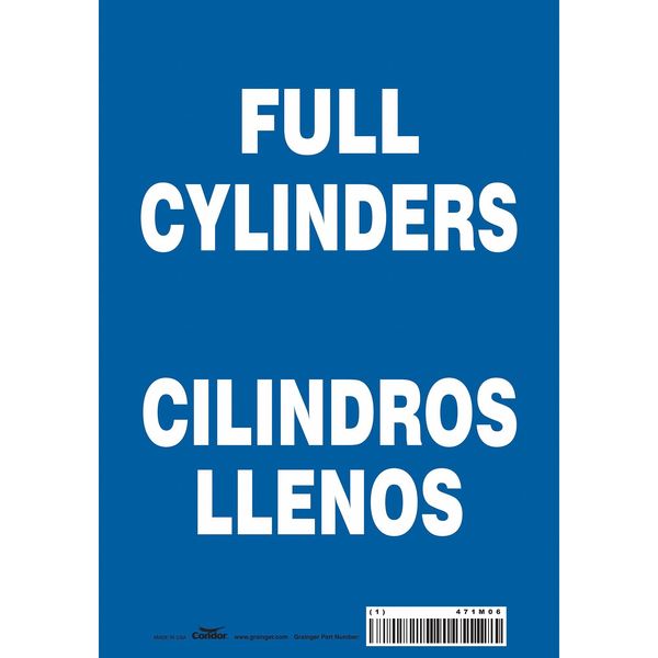 Safety Sign, 10 in Height, 7 in Width, Vinyl, Horizontal Rectangle, English, Spanish, 471M06