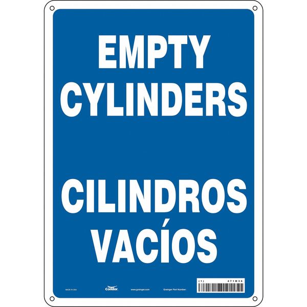 Safety Sign, 14 in Height, 10 in Width, Polyethylene, Vertical Rectangle, English, Spanish, 471M36