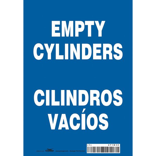 Safety Sign, 10 in Height, 7 in Width, Vinyl, Horizontal Rectangle, English, Spanish, 471M38