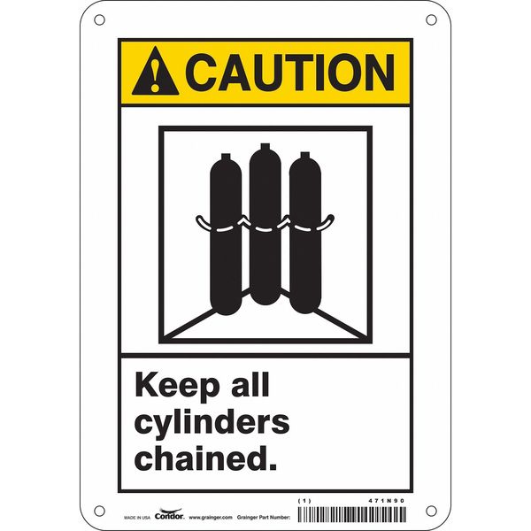 Safety Sign, 10 in Height, 7 in Width, Polyethylene, Horizontal Rectangle, English, 471N90