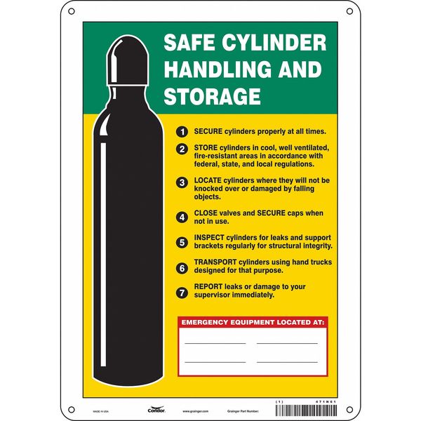 Safety Sign, 14 in Height, 10 in Width, Polyethylene, Vertical Rectangle, English, 471N61