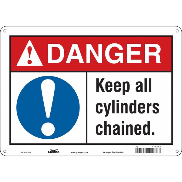 Safety Sign, 10 in Height, 14 in Width, Polyethylene, Horizontal Rectangle, English, 471P89
