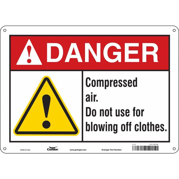 Safety Sign, 10 in Height, 14 in Width, Polyethylene, Horizontal Rectangle, English, 471P29