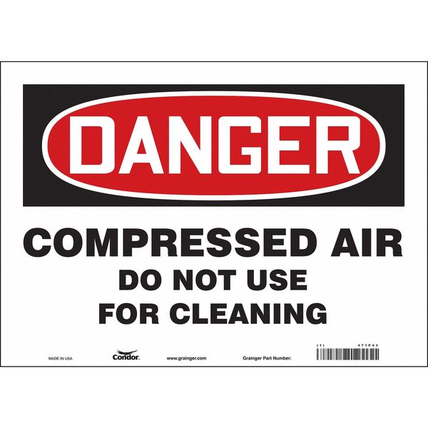 Safety Sign, 10 in Height, 14 in Width, Vinyl, Horizontal Rectangle, English, 471P43