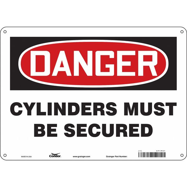 Safety Sign, 10 in Height, 14 in Width, Polyethylene, Horizontal Rectangle, English, 471P61