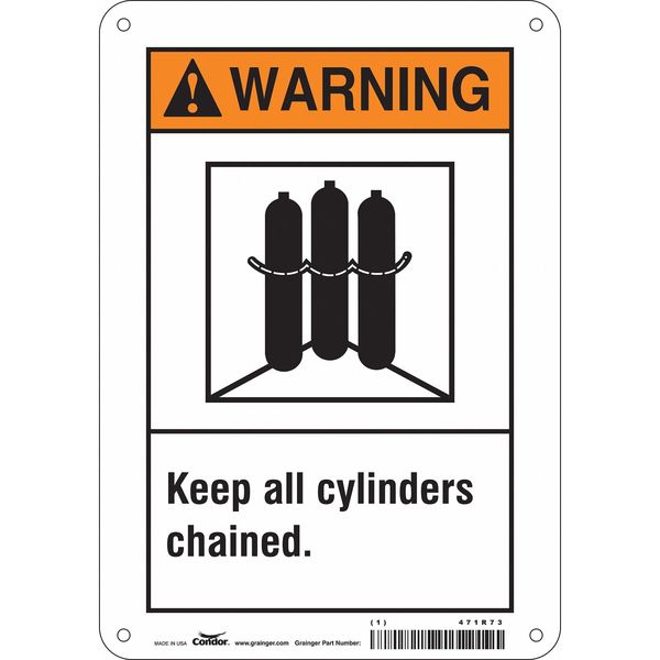 Safety Sign, 10 in Height, 7 in Width, Polyethylene, Horizontal Rectangle, English, 471R73