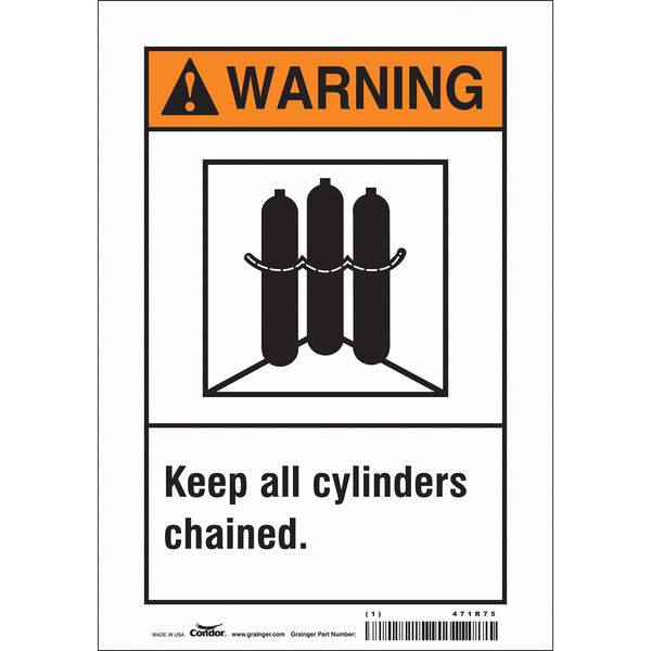 Safety Sign, 10 in Height, 7 in Width, Vinyl, Horizontal Rectangle, English, 471R75