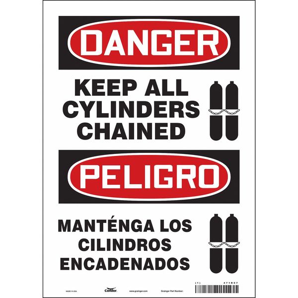 Safety Sign, 14 in Height, 10 in Width, Vinyl, Vertical Rectangle, English, Spanish, 471R07