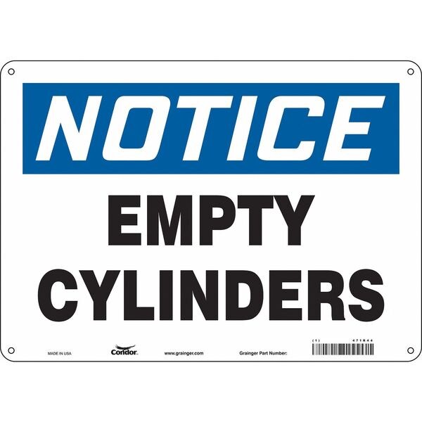 Safety Sign, 10 in Height, 14 in Width, Polyethylene, Horizontal Rectangle, English, 471R44