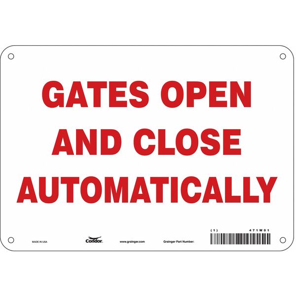 Safety Sign, 7 in Height, 10 in Width, Polyethylene, Vertical Rectangle, English, 471W01