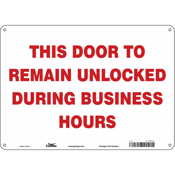 Safety Sign, 10 in Height, 14 in Width, Polyethylene, Horizontal Rectangle, English, 471W45