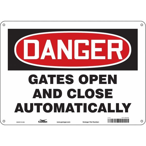 Safety Sign, 10 in Height, 14 in Width, Polyethylene, Horizontal Rectangle, English, 471X96