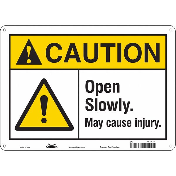 Safety Sign, 10 in Height, 14 in Width, Polyethylene, Horizontal Rectangle, English, 471X34