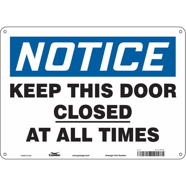 Safety Sign, 10 in Height, 14 in Width, Polyethylene, Horizontal Rectangle, English, 471Y85