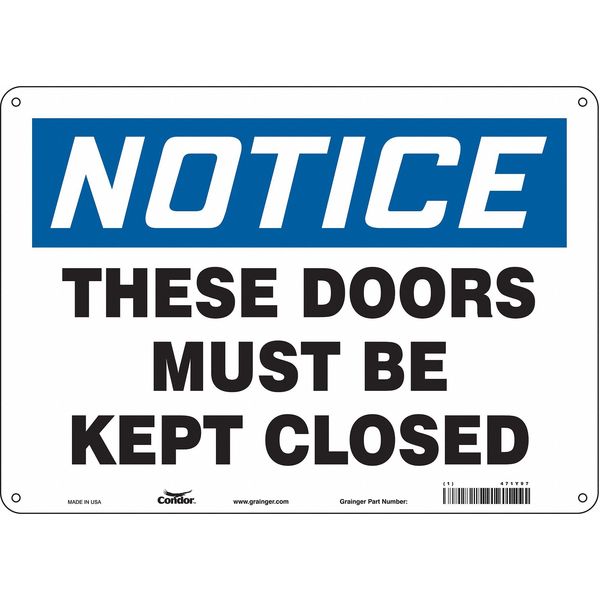 Safety Sign, 10 in Height, 14 in Width, Polyethylene, Horizontal Rectangle, English, 471Y97