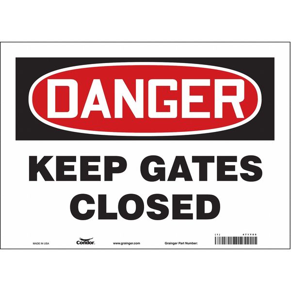 Safety Sign, 10 in Height, 14 in Width, Vinyl, Horizontal Rectangle, English, 471Y05