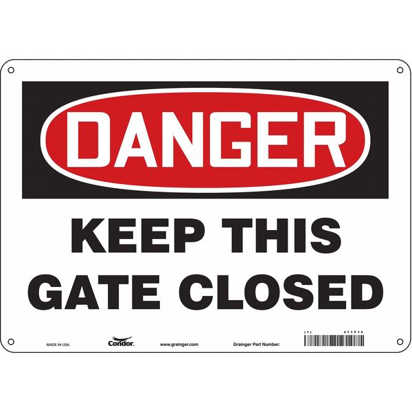 Safety Sign, 10 in Height, 14 in Width, Polyethylene, Horizontal Rectangle, English, 471Y15