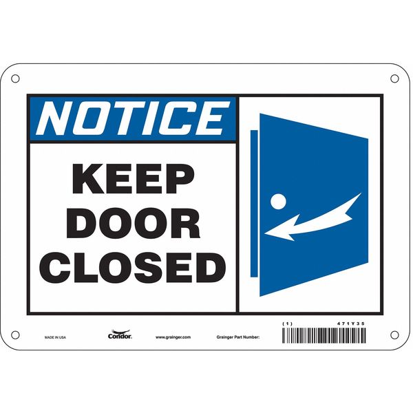 Safety Sign, 7 in Height, 10 in Width, Polyethylene, Vertical Rectangle, English, 471Y35