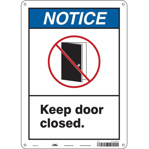 Safety Sign, 14 in Height, 10 in Width, Polyethylene, Vertical Rectangle, English, 471Y43