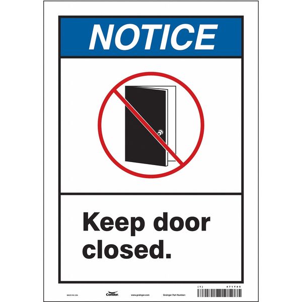 Safety Sign, 14 in Height, 10 in Width, Vinyl, Vertical Rectangle, English, 471Y45