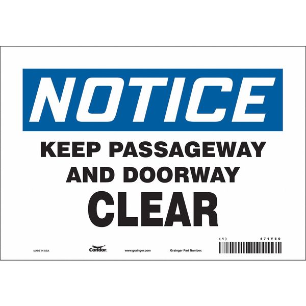 Safety Sign, 7 in Height, 10 in Width, Vinyl, Vertical Rectangle, English, 471Y50
