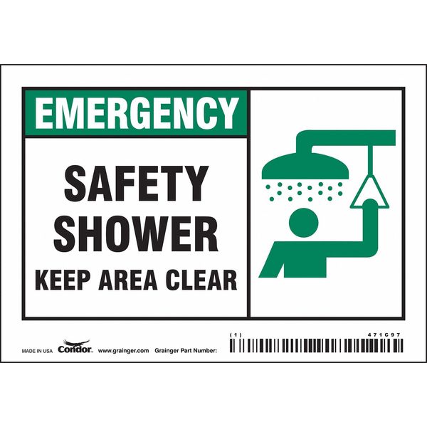 Safety Sign, 3 1/2 in Height, 5 in Width, Vinyl, Horizontal Rectangle, English, 471C97